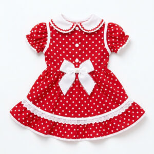 Vintage Polka Dot Ruffle Hem Dog Dress