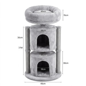 Faux Fur Round Basket Double Condo Cat Tree